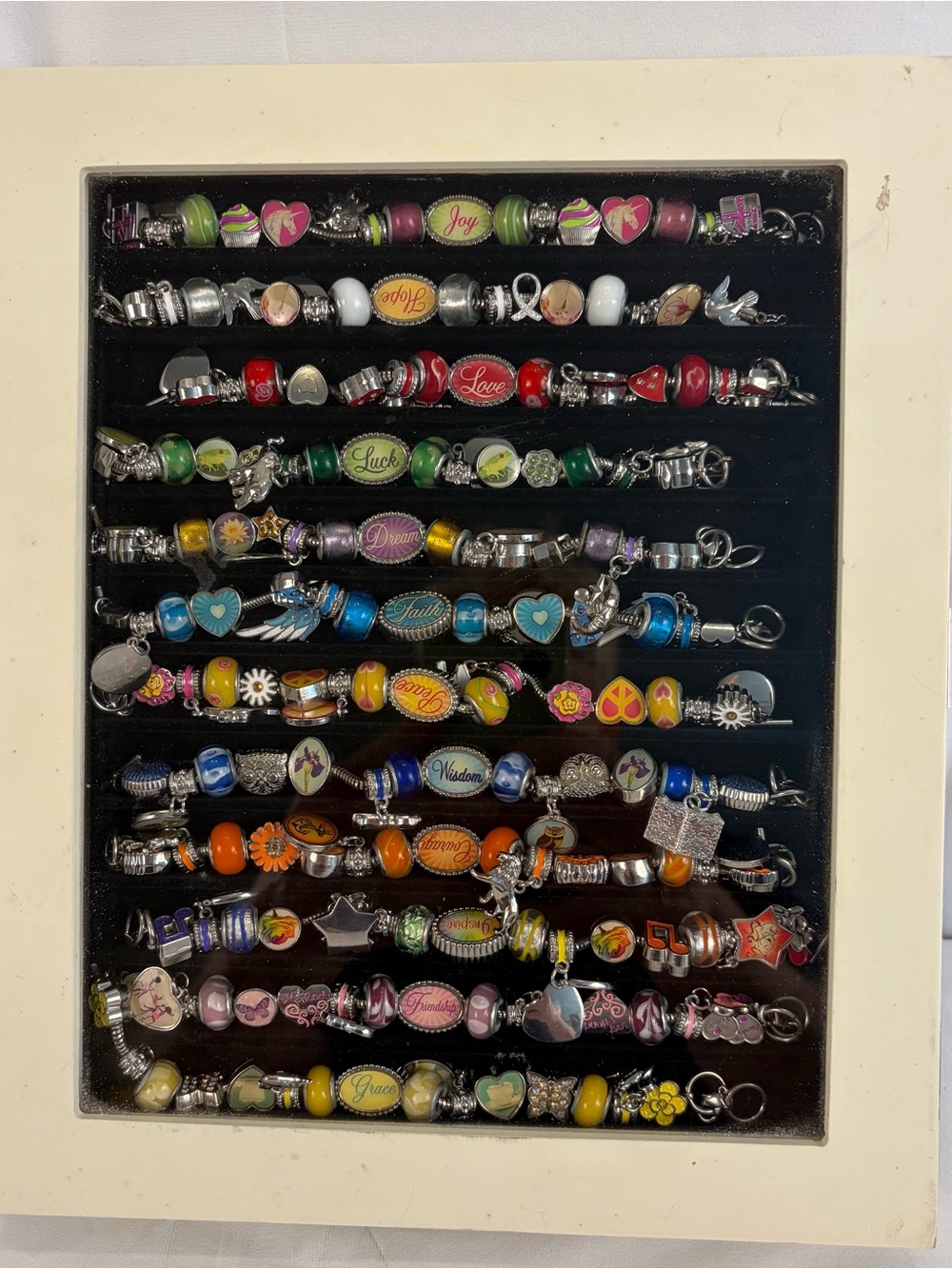 Willabee & Ward 12 Inspirational Charm Bracelets Set w/ Display Case